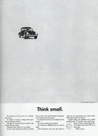 DDB produces VW "Think small" print ad