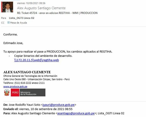 Ticket N° 45955: RE: Ticket 45724 - error en edicion REGTIHA - WMI | PRODUCCION