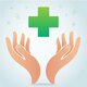 Hand holding medical icon symbol vector healthcare concept