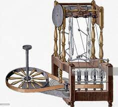 Con la máquina de hilar Richard Arkwright, el hilado se revoluciona. En un principio fue accionado por energía hidráulica y hacia 1785 se accionó por primera vez con una maquina de vapor.