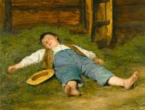 ‘Niño durmiendo en el heno’, de Albert Anker (1897)