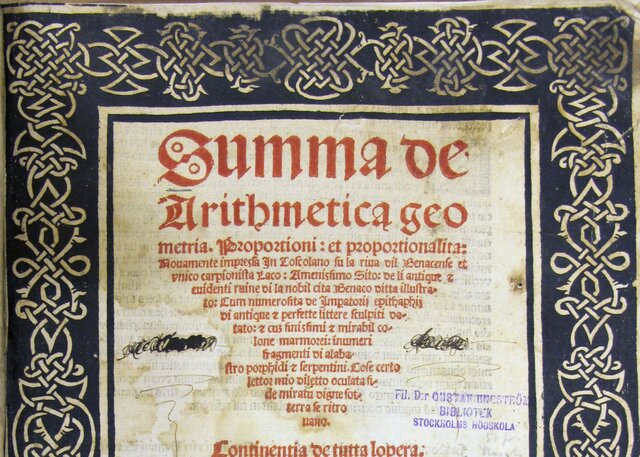 Summa de Arithmetica de Fray Luca Pacioli