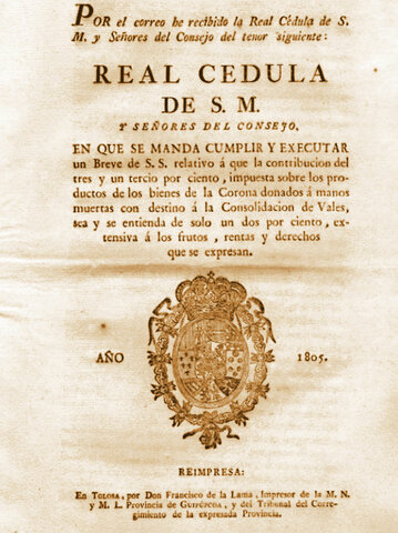 Aprobación de la Real Cédula de Consolidación de Vales