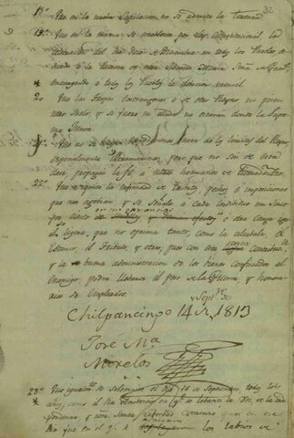 Promulgación de los sentimientos de la nación.