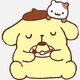 885bf323a465d4fa3c4af0f66bb65f5d3ebab83d pompompurin eating pudding