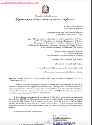CONSEGNA PRIMA DIAGNOSI E AGGIORNAMENTI