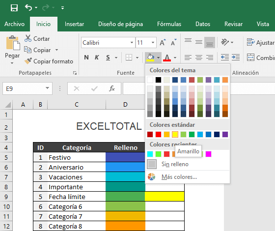 Excel Versión 2018