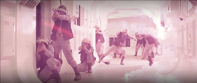 The Empire are attacking a rebel spacecraft and get in.