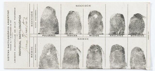 Fingerprint ID used in crime - Juan Vucetic use fingerprints as evidence in a murder investigation which he termed dactyloscopy.