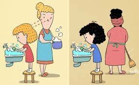 La mujer realiza las tareas del hogar