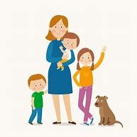 La madre cuida a los hijos