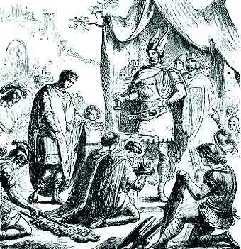 Expulsión del último emperador romano por el rey bárbaro Odoacro.