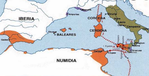 Tenen el control de Sicília, Còrsega, Sardenya i la Península ibèrica