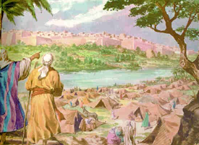 La entrada en  Canaán, la tierra prometida.
