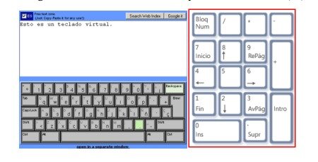 Teclado Alfabético y teclado numérico