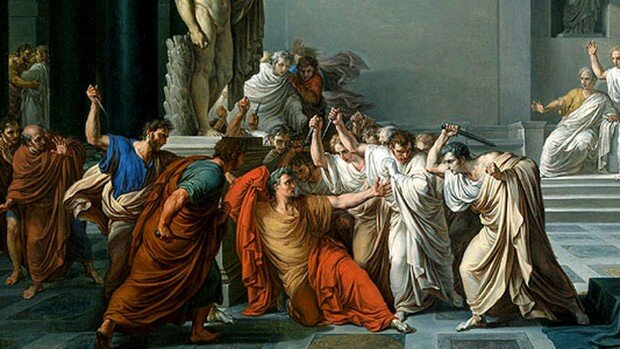 Iulius Caesar dictator a senatoibus interfectus est
