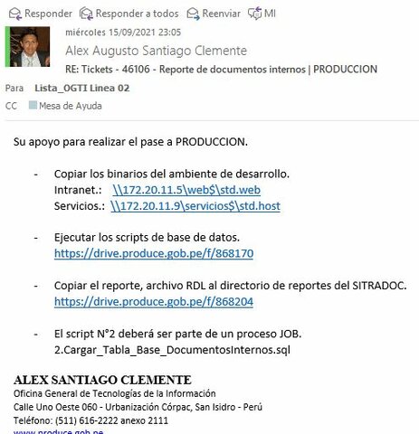 Ticket 46272: RE: Tickets - 46106 - Reporte de documentos internos | PRODUCCION