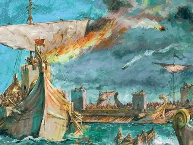 Octavi derrota a Marc Antoni i a Cleopatra a la Batalla d’Actium