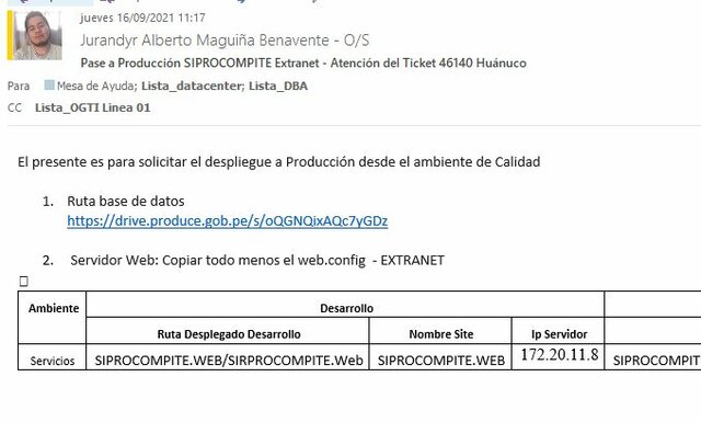 Ticket 46287: Pase a Producción SIPROCOMPITE Extranet - Atención del Ticket 46140 Huánuco