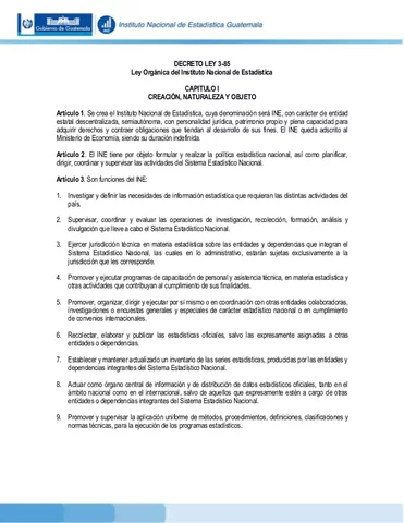 Ley Orgánica del Instituto Nacional de Estadística.