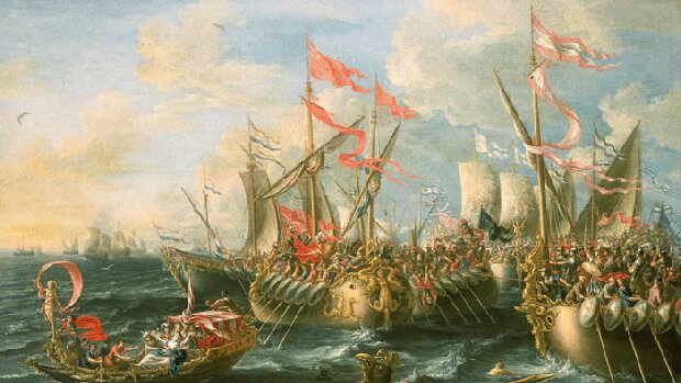 Octavi derrota a Cleopatra i Marc Antoni en Actium