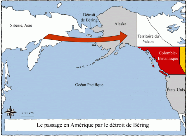 Premiers arrivants atteignent le continent par la Béringie