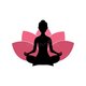 Silueta de la mujer de la yoga lotus flower background logo design rosada 93005557