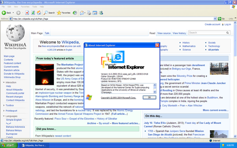 Windows lance internet explorer