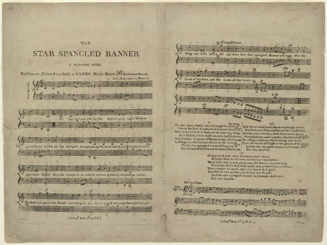 Francis Scott Key writes the Star Spangled Banner