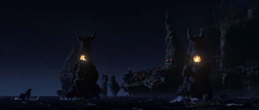 7. Hiccup tries to sneak Toothless through the village at midnight.