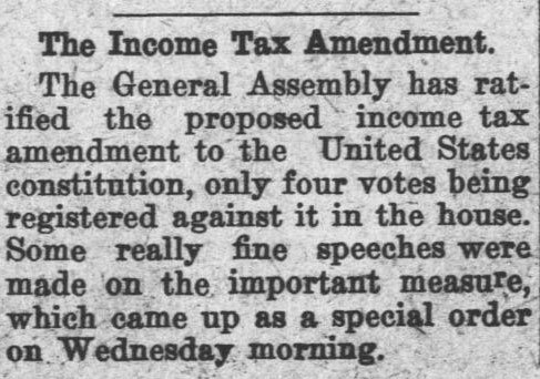 The 16th Amendment is Passed