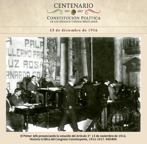 Venustiano Carranza asiste por única vez a la sesión del Congreso Constituyente