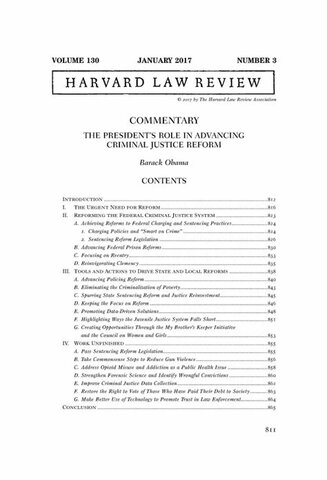 "The President's Role in Advancing Criminal Justice Reform"