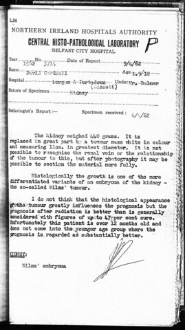 First pathology reports published