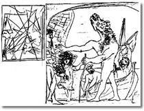 blind minotaur is guided by girl