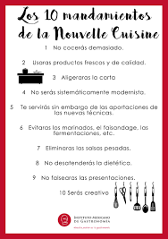 "Los 10 Mandamientos de La Nouvelle Cuisine"