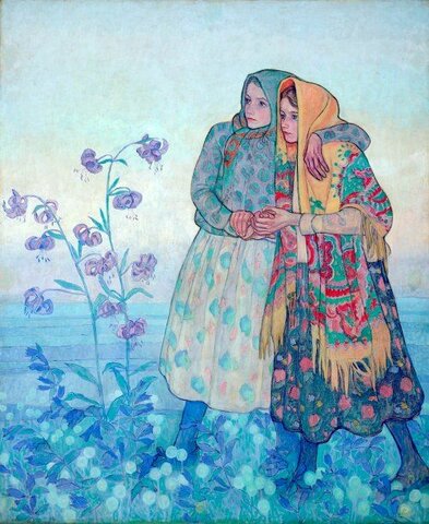 Procesión de campesinas (El modernismo polaco mostraba a sus gentes y sus tradiciones.)