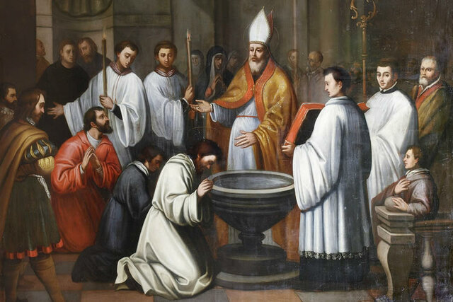 San Agustín recibe el bautismo y decide difundir la verdad cristiana en su patria.