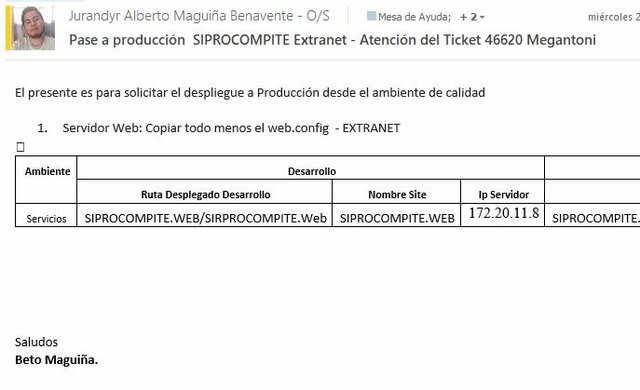 Ticket 46671: Pase a producción  SIPROCOMPITE Extranet - Atención del Ticket 46620 Megantoni