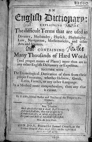 An English Dictionary by Elisha Coles