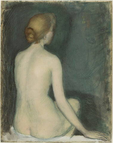 Nu, femme assise, de dos