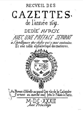 Apparition de "La Gazette"