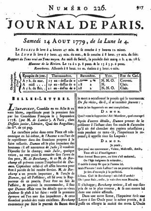 Premier quotidien d’information, le journal de Paris