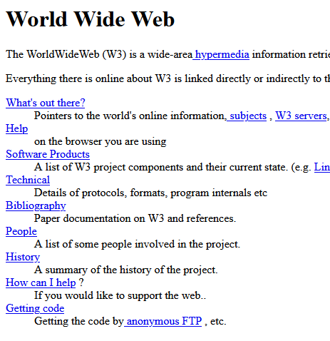 Aparición de la primera web