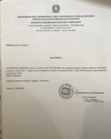 Fine Scuola Secondaria di primo grado