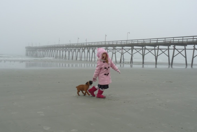 Recibí mi perro y fueron al playa. Era invierno y hacía muy de frío.el cantante de moda era Lady Gaga
