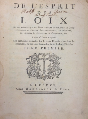 Publicación del Espíritu de las leyes de Montesquieu