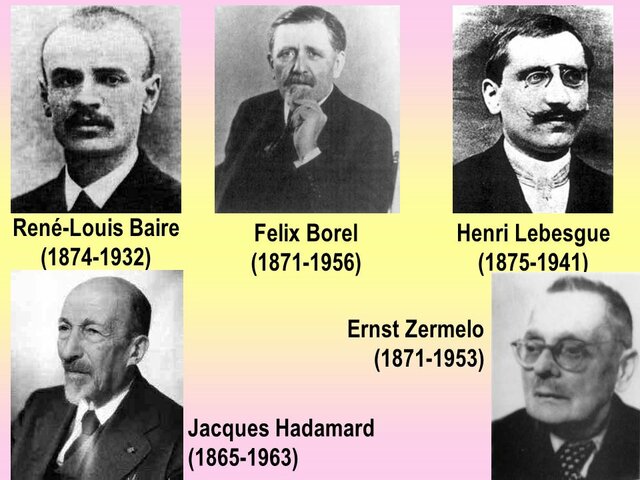Emile Borel (1871-1956), René Louis Baire (1874-1932) y Henry Lebesgue (1875- 1941)