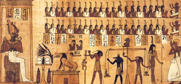 Papiro con la escena de Psicostasia del Libro de los Muertos del difunto Horus