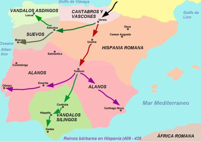 Invasión de Suevos, Alanos y Vándalos.